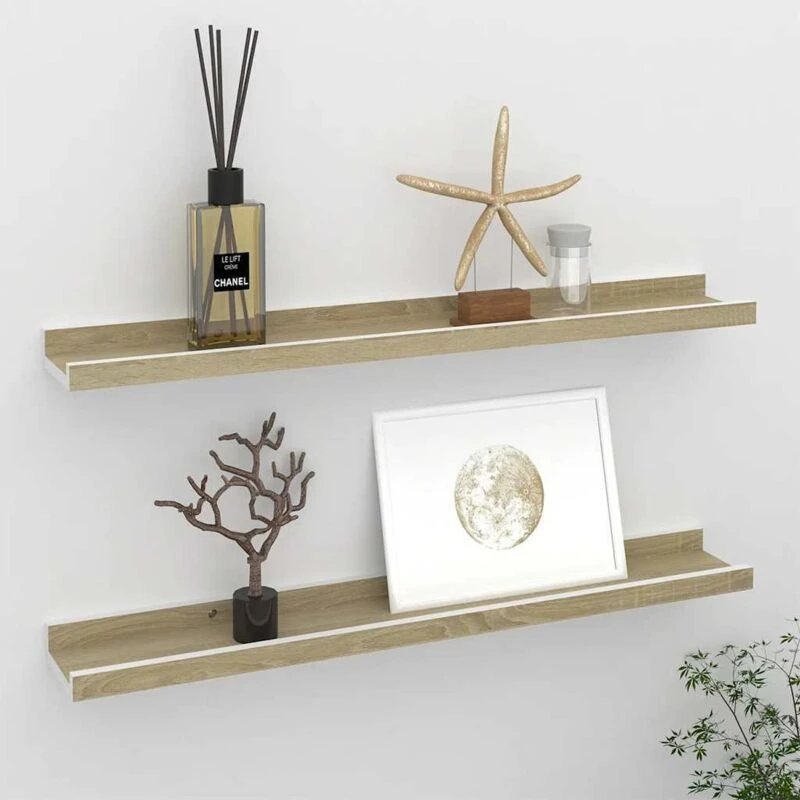 Image of VIDAXL Vidaxl - Wall Shelves 2 pcs White and Sonoma Oak 60x9x3cm 8720286417911