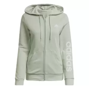 Image of adidas Essentials Logo Full-Zip Hoodie Womens - Linen Green / White