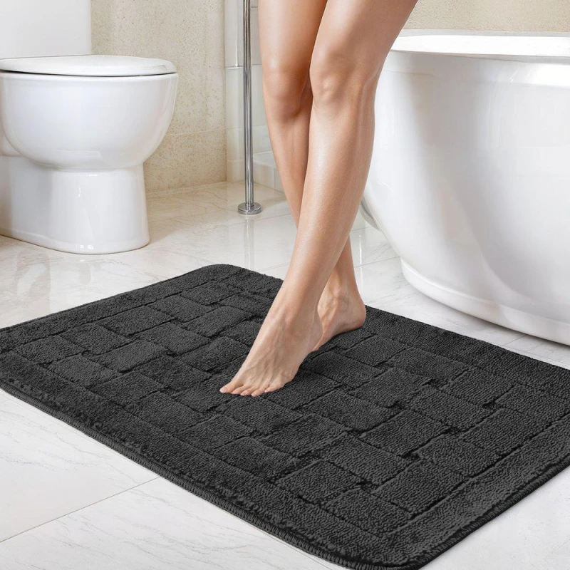 Image of EMMA BARCLAY Bath & Pedestal Mat / Rug Set 2 Piece Black Shell 12401378