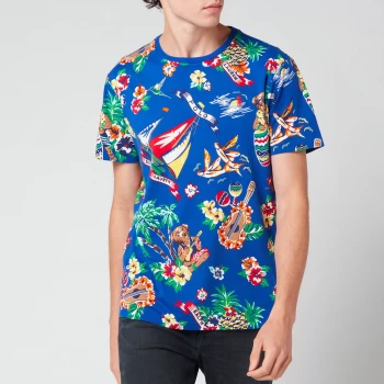 Image of Polo Ralph Lauren Mens Custom Slim Fit Bear Crewneck T-Shirt - Heritage Royal Blue - S