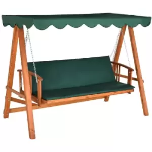 Image of Outsunny 3 Seater Wooden Garden Swing Chair Seat Hammock Bench Lounger Bed