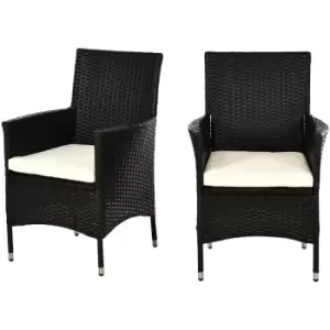 Image of Outsunny 2Pc Outdoor Rattan Armchair Wicker Dining Chair Set For Garden Coffee
