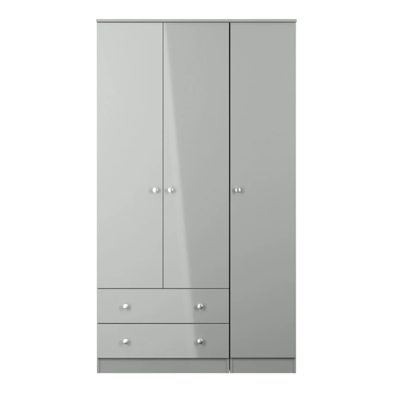 Image of Portland Tall Triple 2 Drawer Wardrobe In Uniform Grey & Dusk Grey (Ready Assembled)