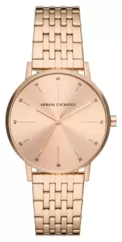 Image of Armani Exchange AX5581 Rose Gold Crystal Set Dial Rose Watch