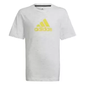 Image of adidas Future Icons Badge of Sport Logo T-Shirt Kids - White Melange / Impact Yellow