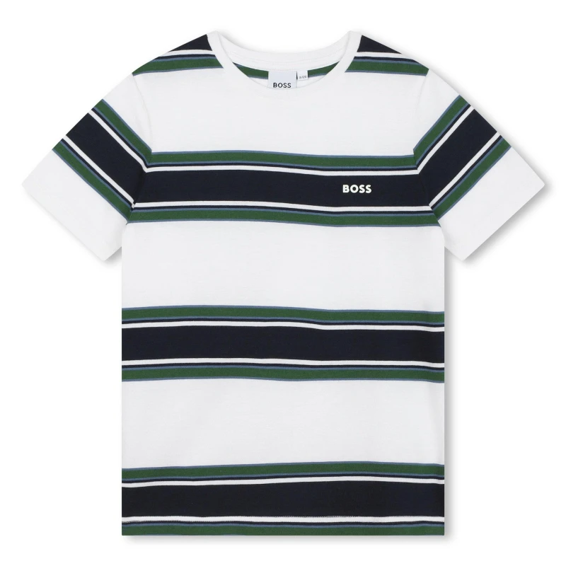 Image of Boss Striped T-Shirt Junior - White White 3 - 4 Years