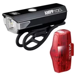 Image of Cateye AMPP 100 / Viz 100 Bike Light Set - Black