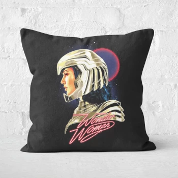 Image of Wonder Woman Retro Neon Square Cushion - 60x60cm - Soft Touch