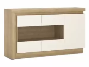 Image of Furniture To Go Lyon White High Gloss and Riviera Oak 3 Door Glazed Sideboard Flat Packed
