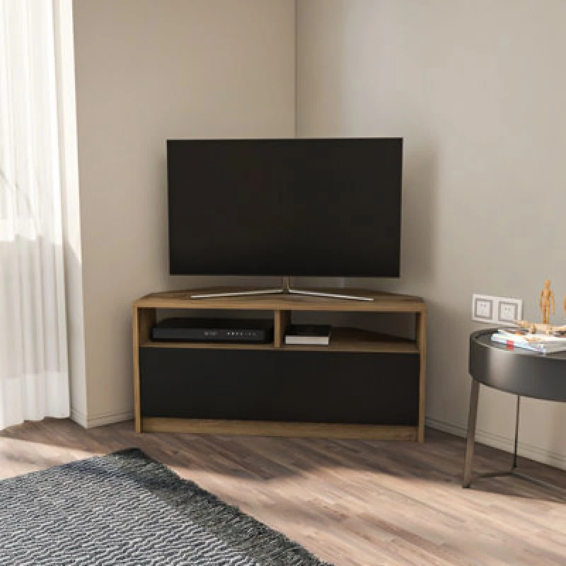 Image of Decorotika Comero Corner TV Stand For Tvs Up To 43'' Oud Black