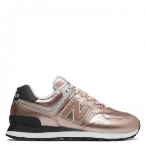 Image of New Balance 574 Metallic Trainers - Rose Gold