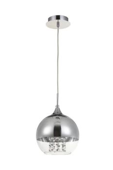 Image of Fermi Dome Ceiling Pendant Lamp Nickel & Crystal, 1 Light, E27