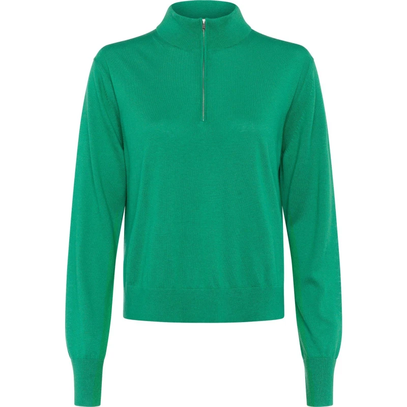 Image of French Connection Loxi Recycled Half Zip Jumper - Green Green ONE SIZE