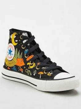 Image of Converse Childrens Chuck Taylor All Star Hi 'Camp Converse' Trainers - Black Multi, Black/Multi, Size 5
