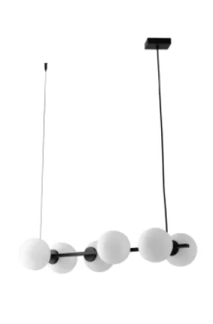 Image of Enoire 6 Light Globe Bar Pendant, Black, Opal, E14