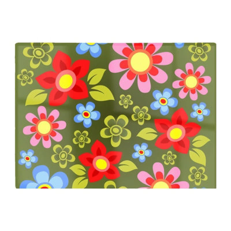 Image of Warren Reed Designer Red And Blue Flowers Glass Chopping Board