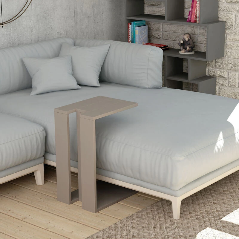 Image of DECORTIE Decortie - Muju Modern c Shape Table Mocha Grey Multipurpose h 57cm - Mocha Grey M.SH.13620.6