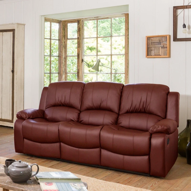 Image of Artemis Home Glendale 3 Seat Manual Recliner Sofa in Burgundy Burgundy Unisex