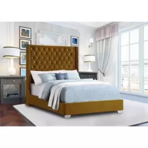 Image of Envisage Trade - Nivana Upholstered Beds - Plush Velvet, Small Double Size Frame, Mustard - Mustard