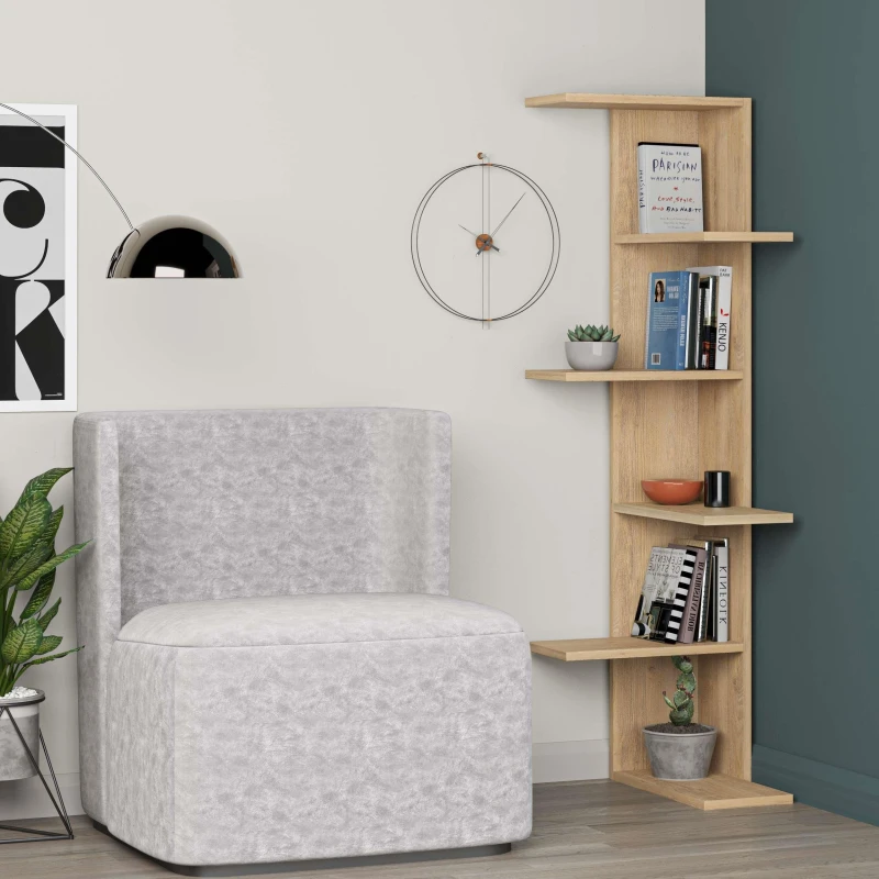 Image of Decortie Saso' Modern Corner Bookcase Display Unit 141cm in Natural Size: 1 Pack Natural Unisex 1 Pack