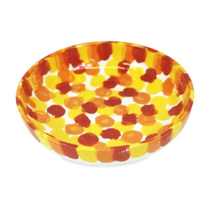 Image of Verano Spanish Ceramics Petalo Hand Painted Ceramic Shallow Serving Bowl 23Cm In Red