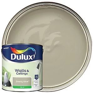 Image of Dulux Walls & Ceilings Overtly Olive Silk Emulsion Paint 2.5L