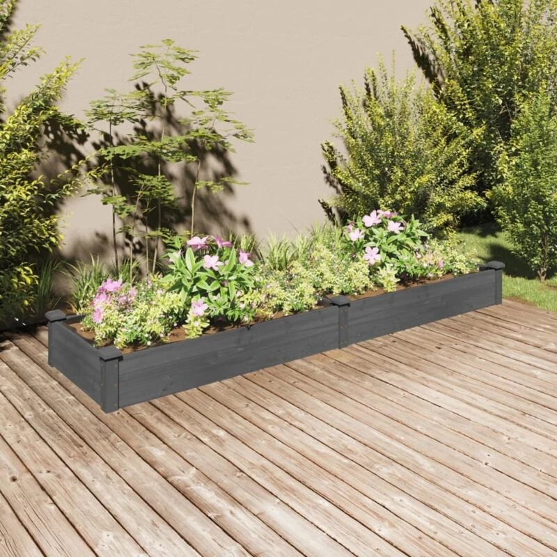 Image of VIDAXL Garden Raised Bed with Liner Grey 240x60x25cm Solid Wood Fir vidaXL 8720845824280