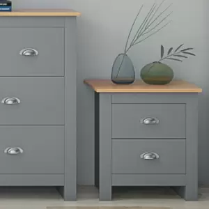 Image of Westbury Traditional 2 Drawer Bedside Cabinet - Matt Grey & Light Oak - Grey