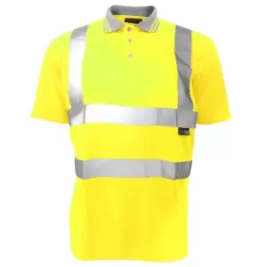 Image of Warrior Mens Daytona Hi-Vis Short Sleeve Polo Shirt (M) (Fluorescent Yellow)