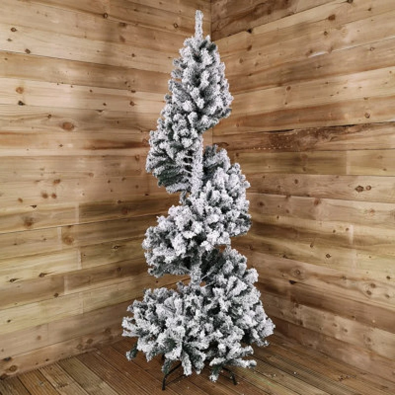 Image of Samuel Alexander 7ft (2.1M) Premier Spiral Snow Flocked Christmas Tree