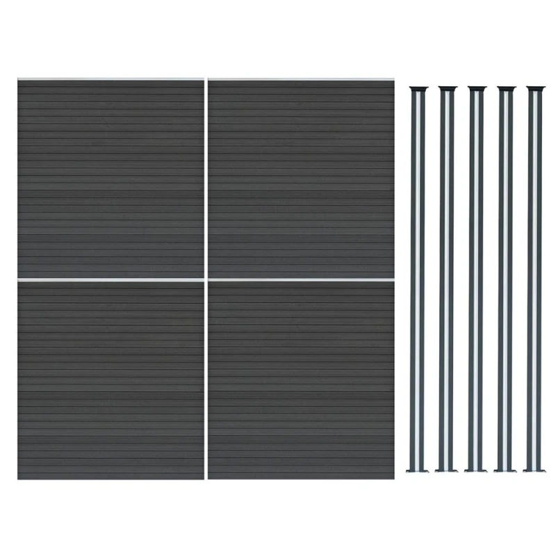 Image of Monstershop Composite Fence Panels & LED Posts 6ft x 23ft - Grey Grey Unisex