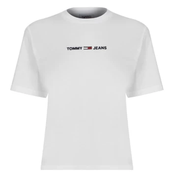 Image of Tommy Jeans Linear Logo T Shirt - White YBR