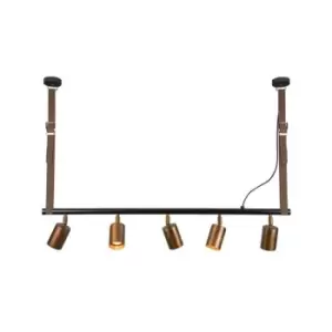 Image of Larissa Kofinou Line Bar Light 5 Light Black Metal Copper Rusty