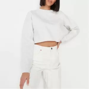 Image of Missguided Brushed Cropped Sweatshirt - White