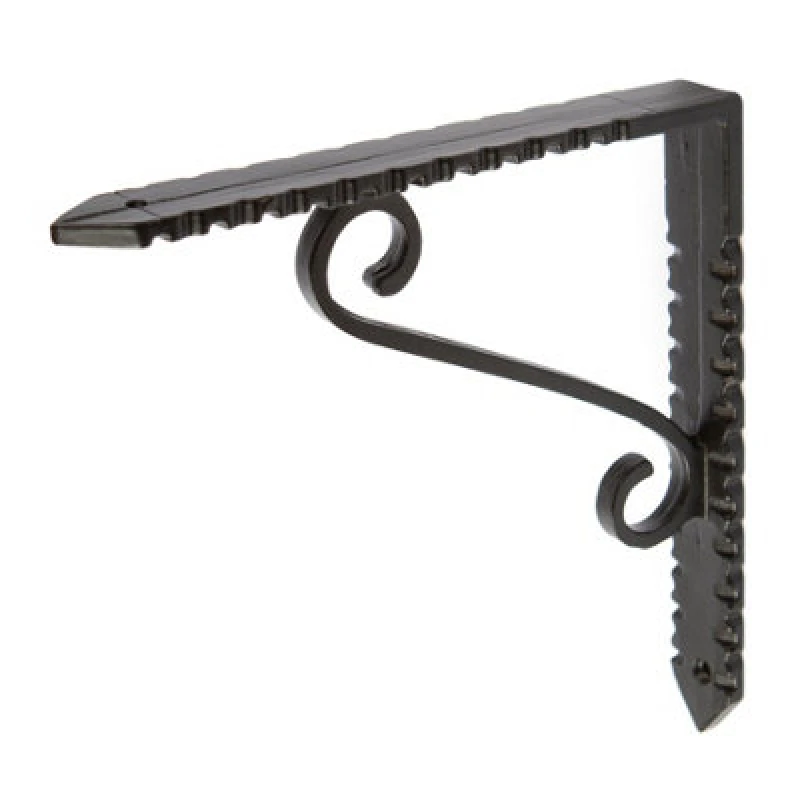 Image of Hammer and Tongs Hammer & Tongs Notched Scroll Iron Shelf Bracket - D150mm - Black