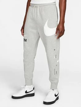 Image of Nike Sportswear Swoosh Pants - Grey/White Size M Men