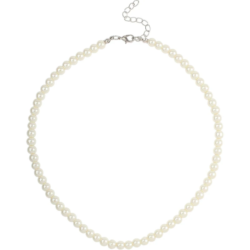 Image of Mason Knight Yager Faux Pearl 6mm Single Strand Necklace White female One Size