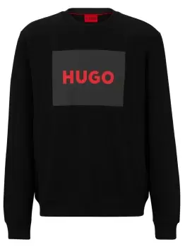 Image of HUGO Logo-print Cotton Sweatshirt Black