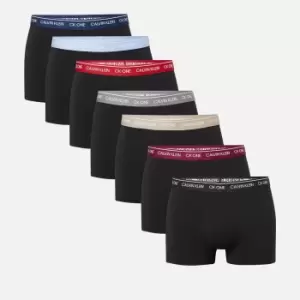 Image of Calvin Klein 7-Pack Waistband Cotton-Blend Trunks - M