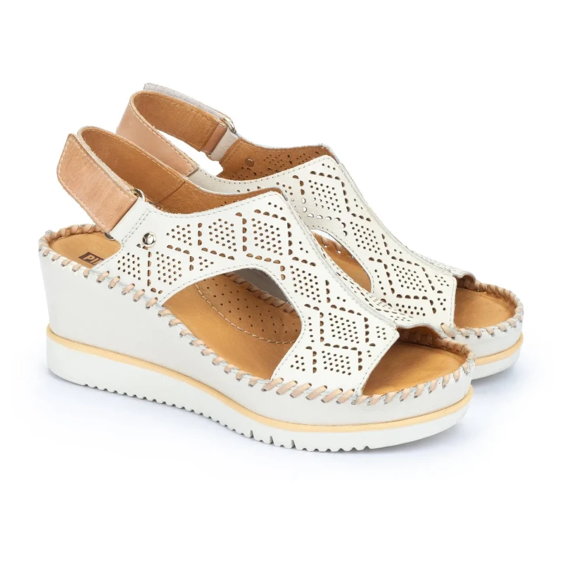 Image of Pikolinos Aguadulce W3Z-1775C1 Leather Womens Hook and loop Sandals - Nata - Size:UK 6-6.5
