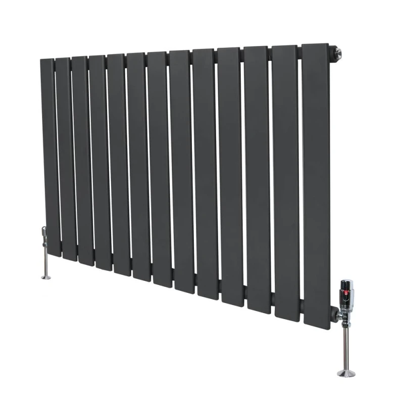 Image of Monstershop Flat Single Column Radiator & Valves - 600mm x 910mm - Anthracite Grey Grey Unisex
