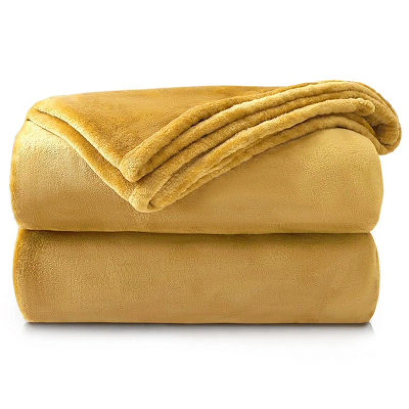 Image of Velosso Soft Touch Luxurious Faux Mink Throw Blanket - Perfect For Bed - Sleek Decor, Minimalist Soft Weave - 150Cm X 200Cm, Ochre