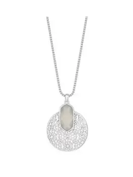 Image of Mood Silver Moonstone Statement Filigree Long Pendant Necklace