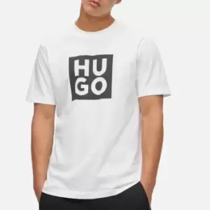 Image of HUGO Mens Daltor Large Badge T-Shirt - White - S