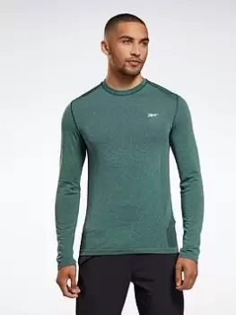 Image of Reebok United By Fitness Myoknit Seamless Long-sleeve Top Long-sleeve Top, Green, Size L, Men