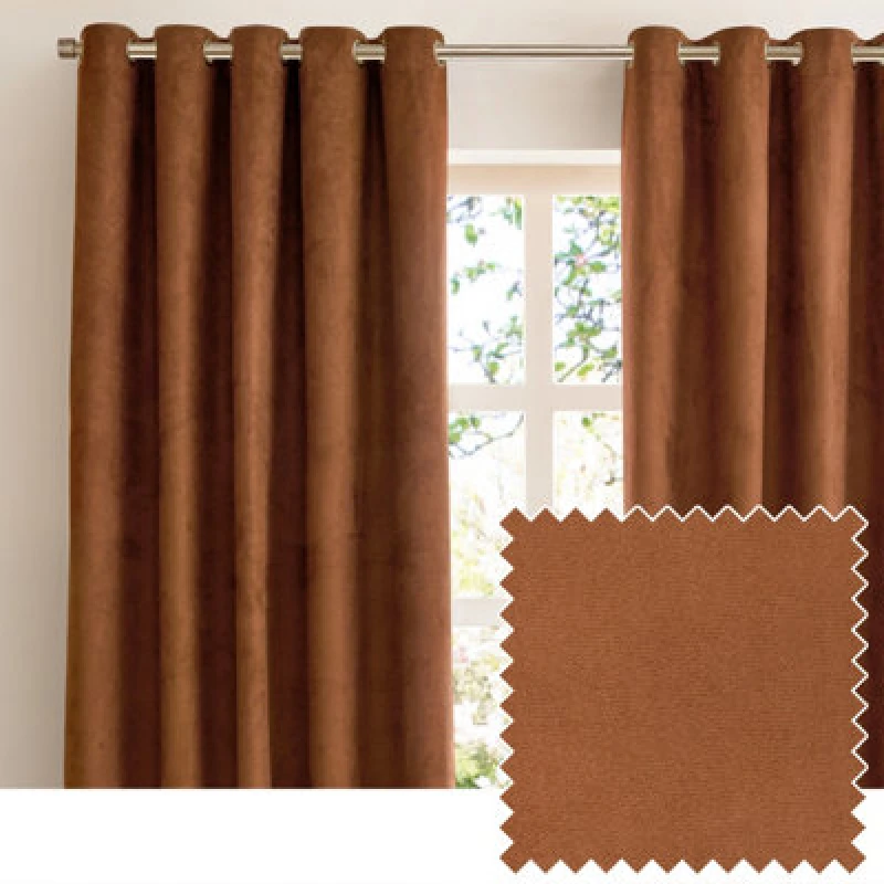Image of Furn Furn Verso Suede 100% Blackout Eyelet Curtain Pair in Orange Size: 183cm width x 229cm drop Orange 183cm width x 229cm drop Unisex 502553235699