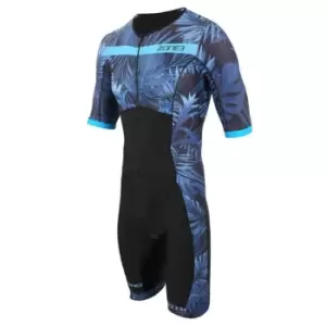 Image of Zone3 Activate Topical Palm Short Sleeve Trisuit - Blue
