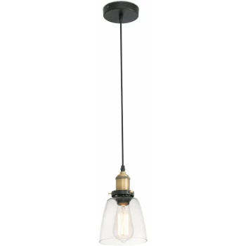 Image of Faro Liz-2 - 1 Light Dome Ceiling Pendant Antique Brass with Tapered Shade, E27
