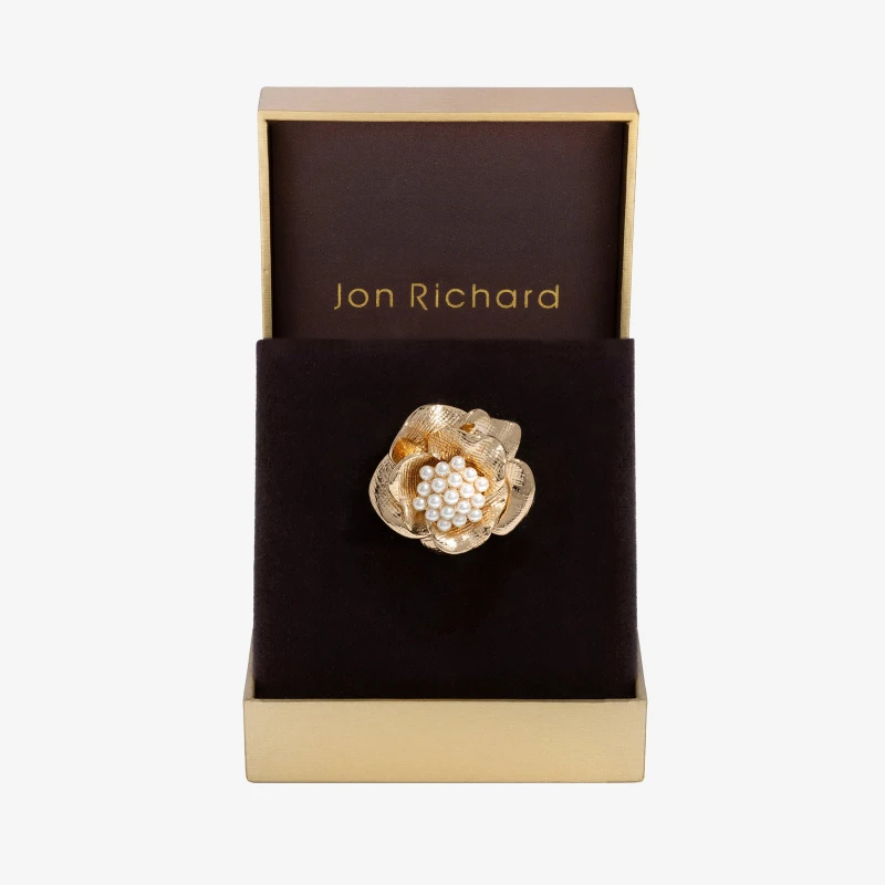 Image of Jon Richard Gold Plated Vintage Inspired Floral Pearl Brooch Jewellery Sets One Size Gold 40739310000