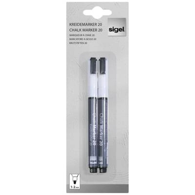 Image of Liquid Chalk Water - Based Marker White Easy Wipe 1 - 2mm Bullet Tip - Pack of 2 - BA178